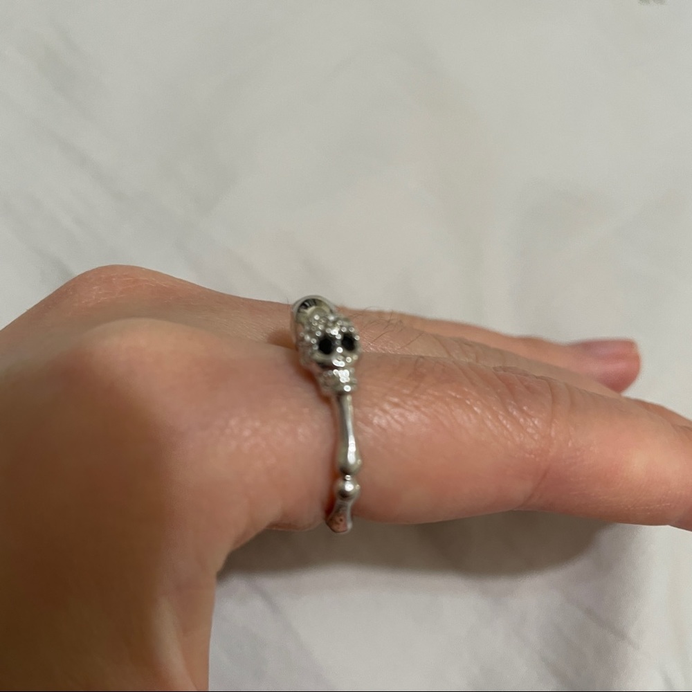 Adjustable Silver Skull Ring - image 4